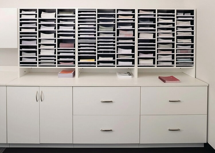 Organization provided by laminate cabinets