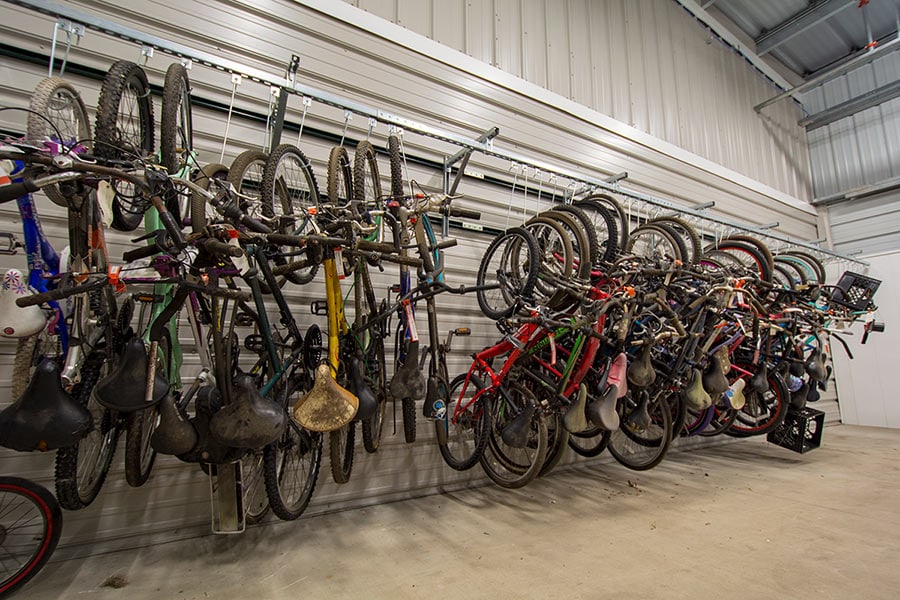 Bicycle Hanging Racks in Evidence Storage Area
