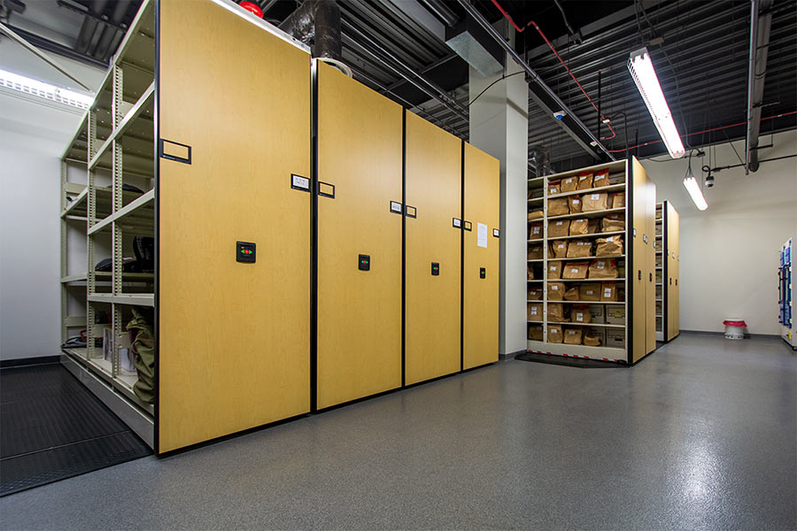 Electrical Powered Mobile Shelving to Store Archived Evidence