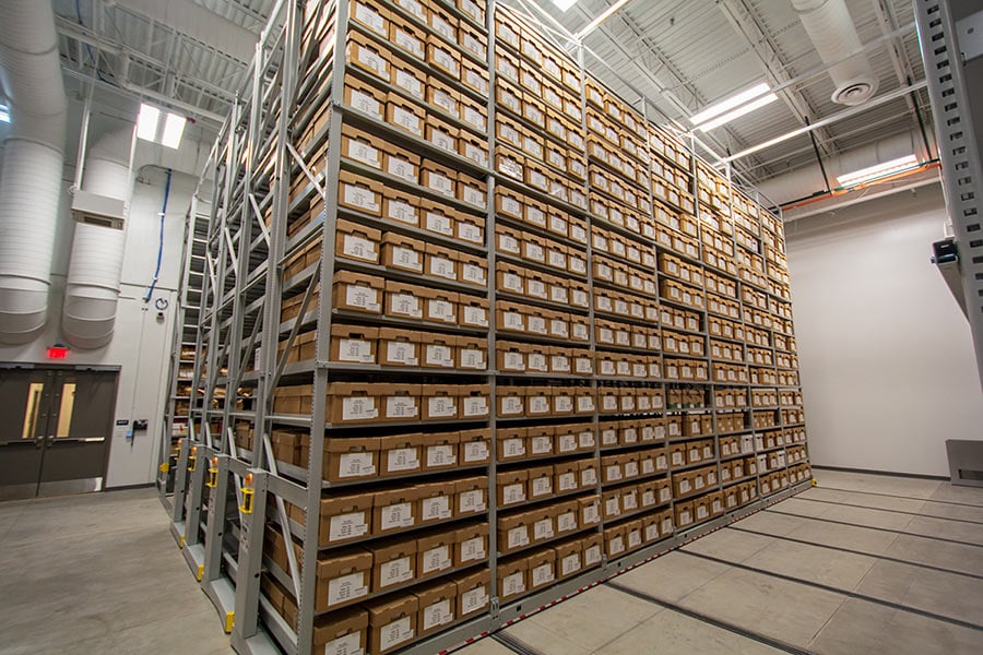 Evidence Stored in Boxes on Powered ActivRAC High-Density Mobile Shelving
