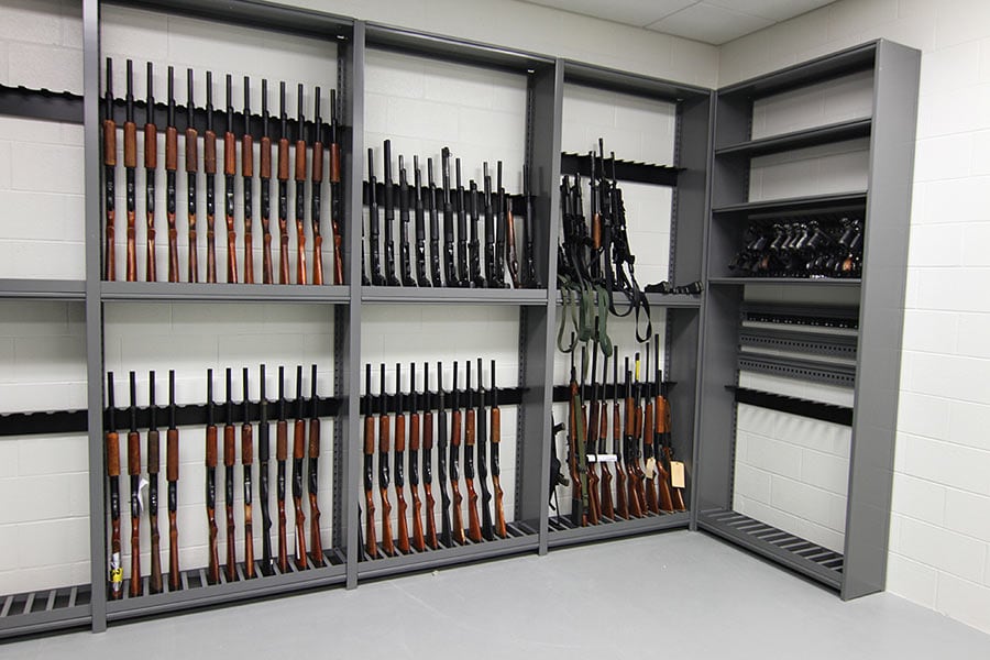 Police Armory Storage on 4-Post Shelving