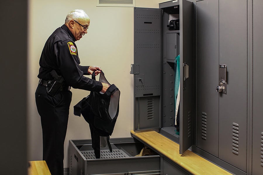 Police Locker with Double Doors and Pull-Out Drawers Organize Uniforms and Gear