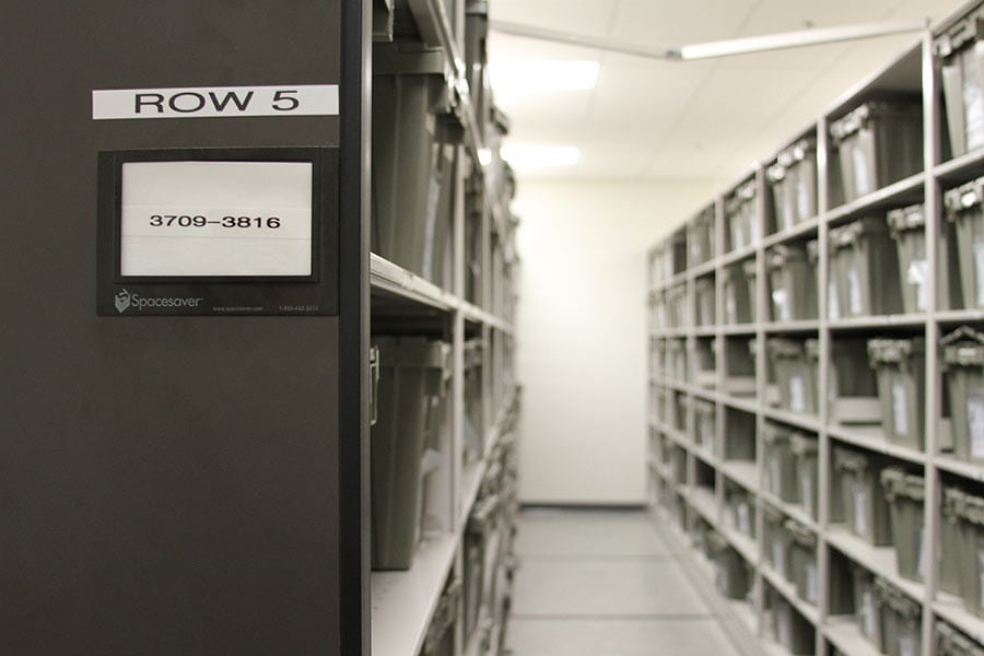 Powered Mobile Shelving System Stores Inmate Property