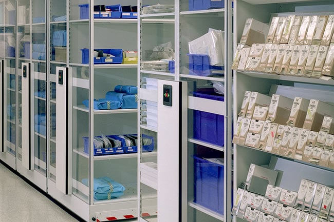 Powered Mobile Shelving for Procedure Supply Storage