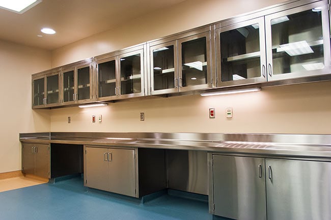 Stainless Steel Modular Casework in a Laboratory