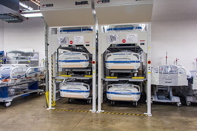 Vertical BedLifts Provide Compact Hospital Bed Storage