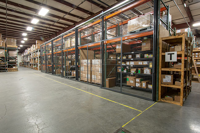 Wire Cages to Secure Bulk Storage in Warehouse