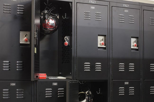 Double-Tier Personal Storage Lockers for Football Equipment