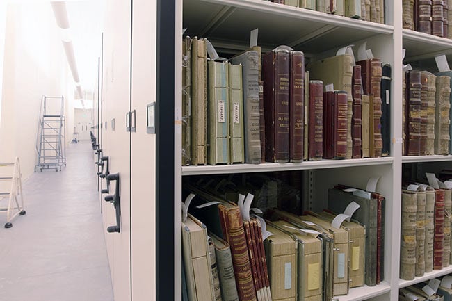 Rare Books and Archives Stored on Movable Shelving