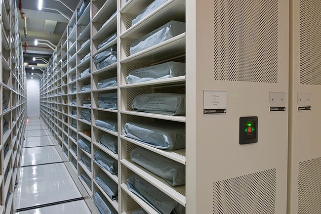 Special Collections Storage on Powered Compact Shelving