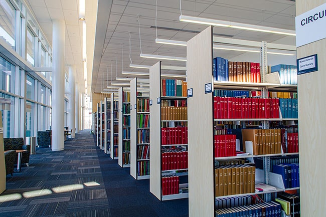 Books Stored on Cantilever Library Shelving