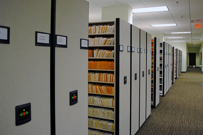 Clerk of Courts Records Storage in Powered Compact Shelving