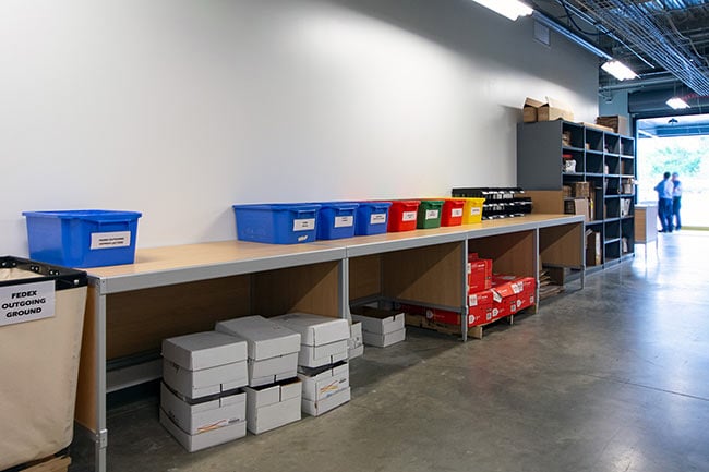 Consoles and Shelving in Mail and Shipping Area