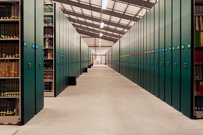 Off-Site Library Storage with Powered High-Density Mobile Shelving