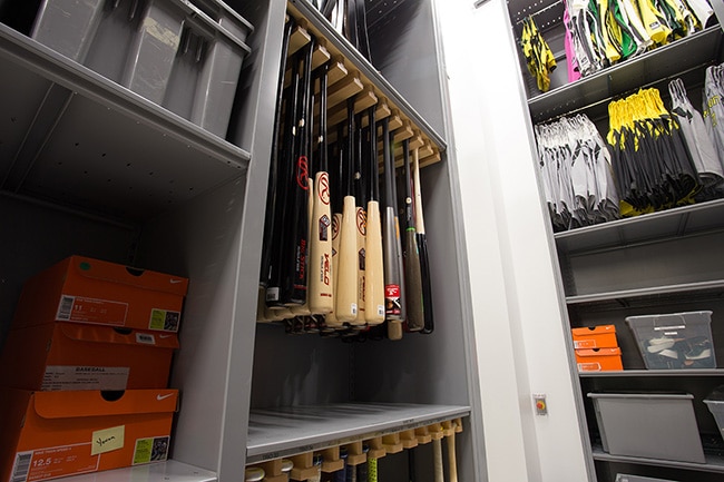 Baseball Gear Stored on Static Shelving