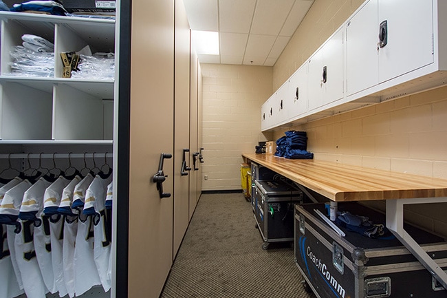 Cabinets and Work Surface for Football Gear