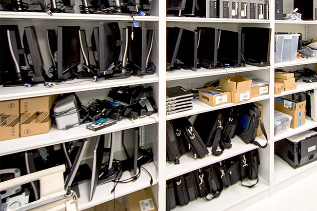 Computers Stored on 4-Post Shelving