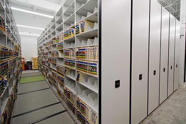 Electrical Powered Mobile Shelving for Color-Coded Files