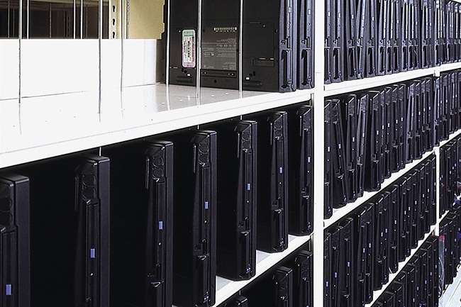 Laptops Stored on 4-Post Shelving