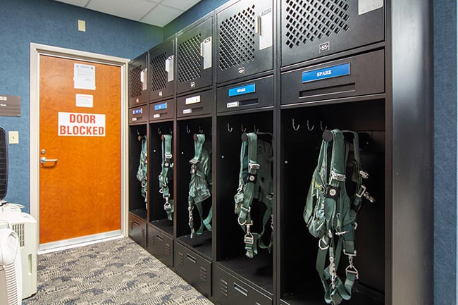 Military Pilot Gear Lockers with Overhead Storage and Drawers