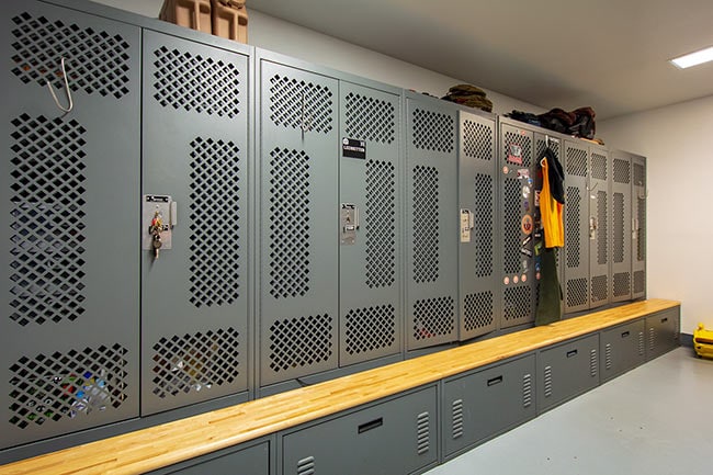 Military Tactical Gear Lockers with Bench and Double Doors