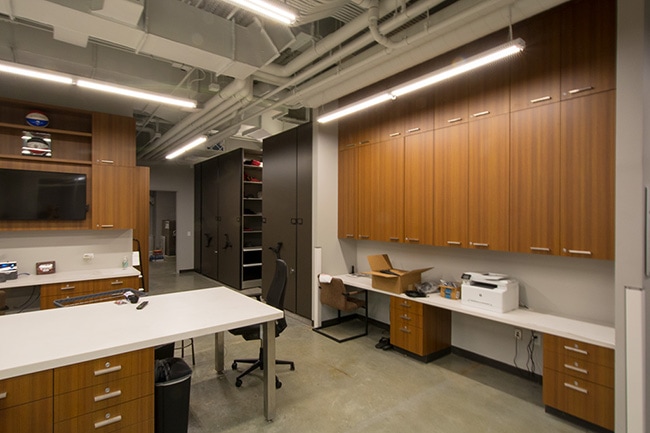 Baseball Equipment Room with Modular Casework and Drawers