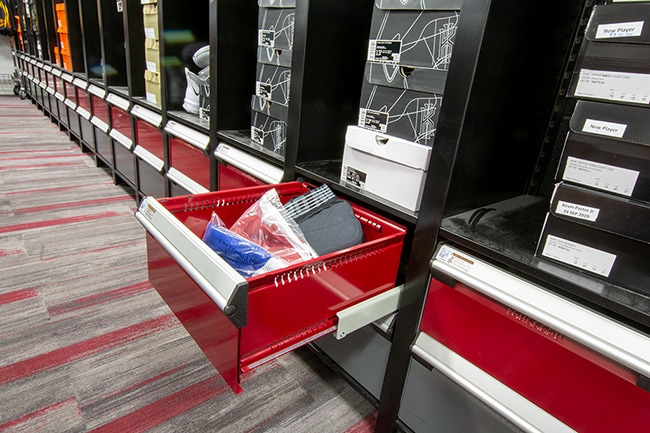 Modular Drawer Cabinets Storing Basketball Gear