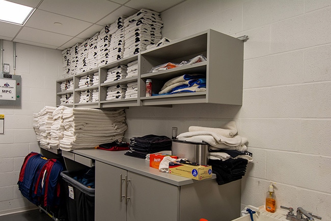 Organized Athletic Laundry Room Storage