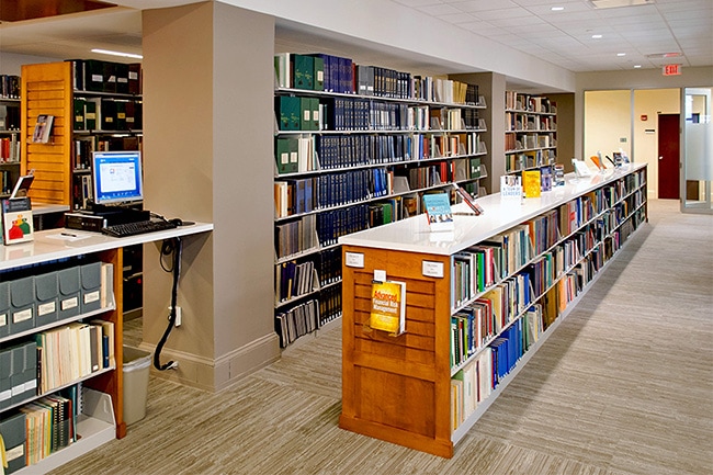 Shelving for Books and Storage in Bank Library
