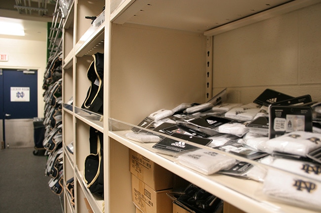 Shelving for Football Uniforms and Gear