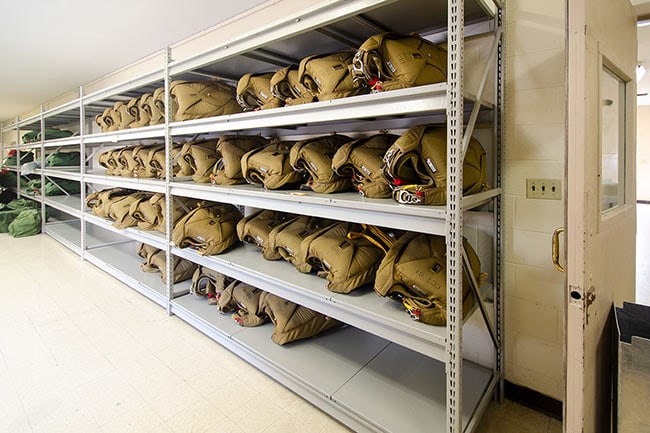 Wide-Span Shelving for Military Gear Storage