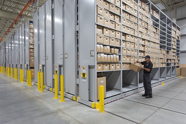 Boxed Evidence Stored on Powered Mobile Shelving