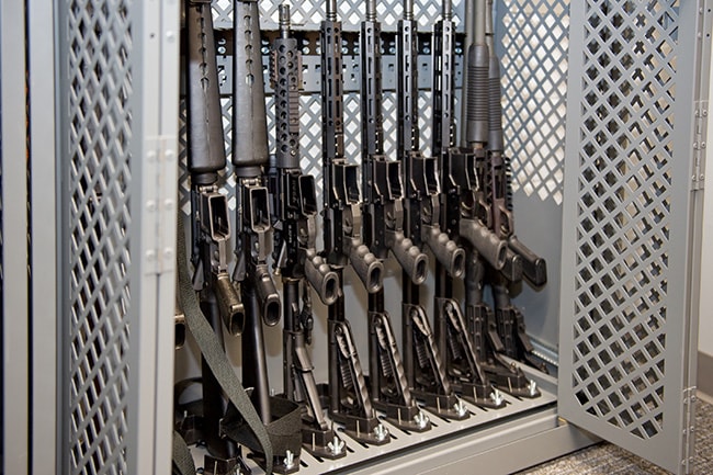 Close-up of Police Weapons Lockers