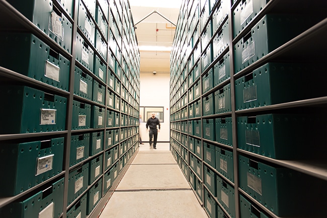 Drug Evidence Stored in Mobile Shelving System