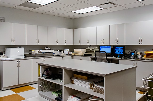 Laminate Cabinets in University Mail Center