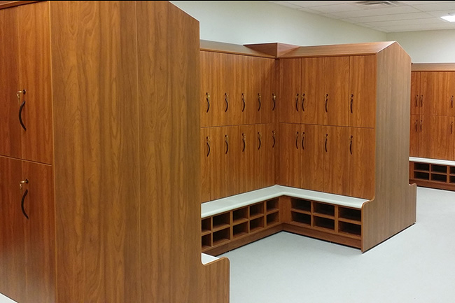 Healthcare Lockers with Bench Seats