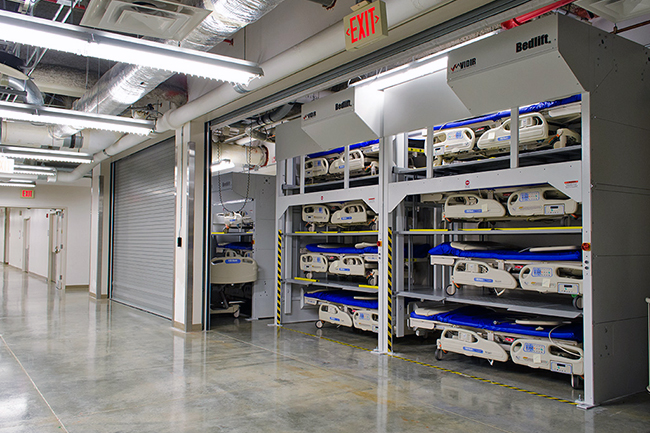 Vertical Hospital Bed Storage Units