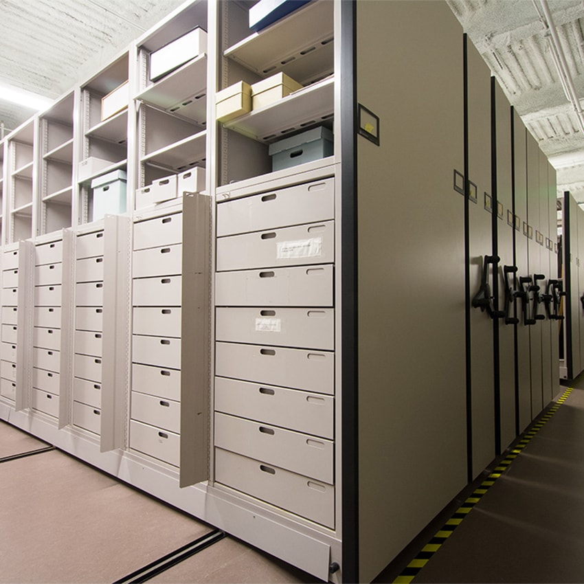 Media-Storage-Cabinets-on-Mobile-Shelving