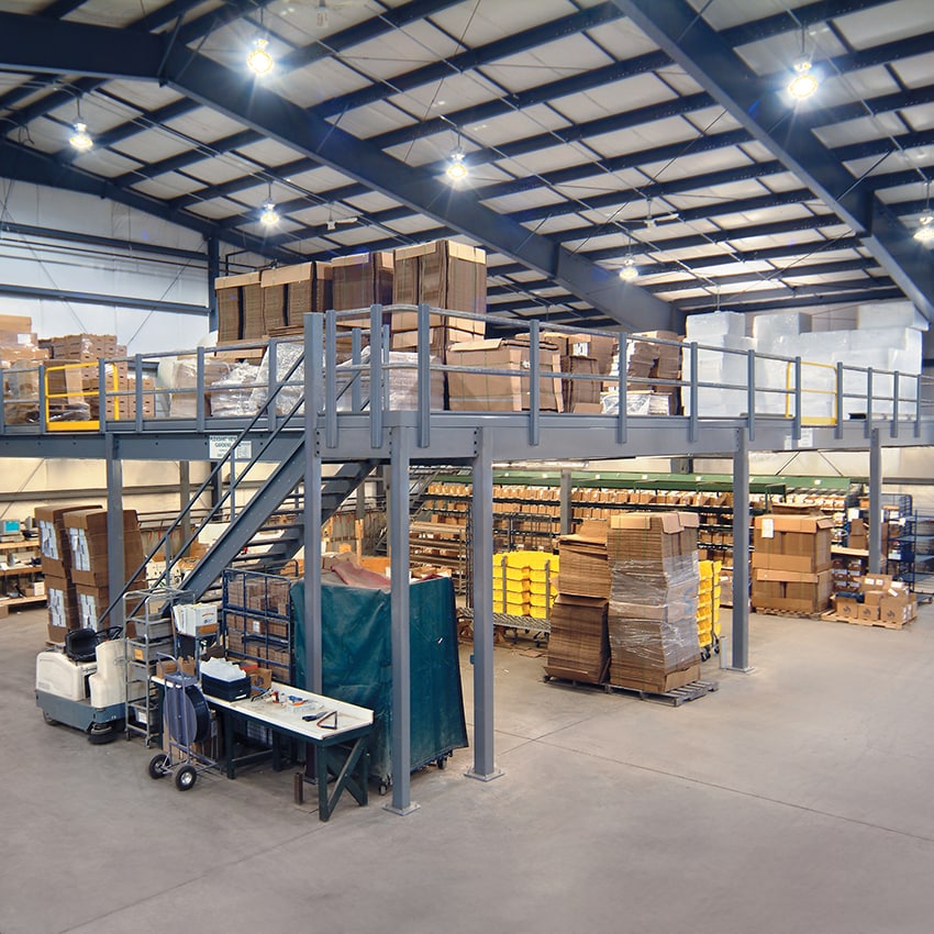 Multipurpose-mezzanine-in-warehouse